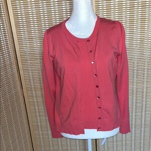 August silk two piece coral cardigan